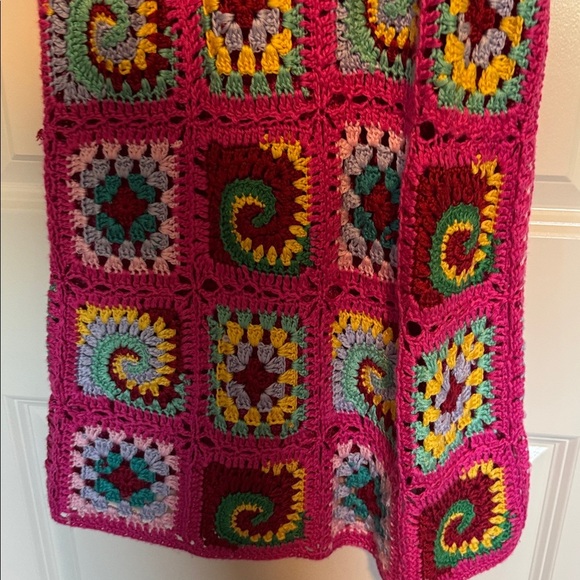 Cotton Emporium Patchwork Crochet Mini Dress Pink - Picture 5 of 9